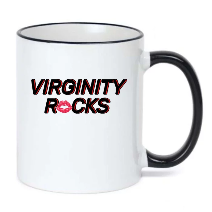 Virginity Rocks Kiss Lips Black Color Changing Mug