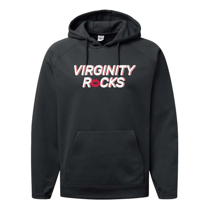 Virginity Rocks Kiss Lips Performance Fleece Hoodie