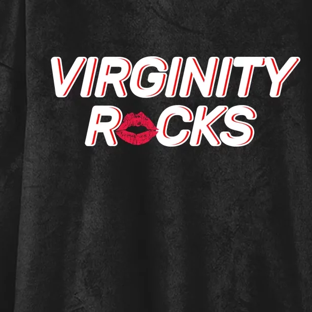 Virginity Rocks Kiss Lips Hooded Wearable Blanket