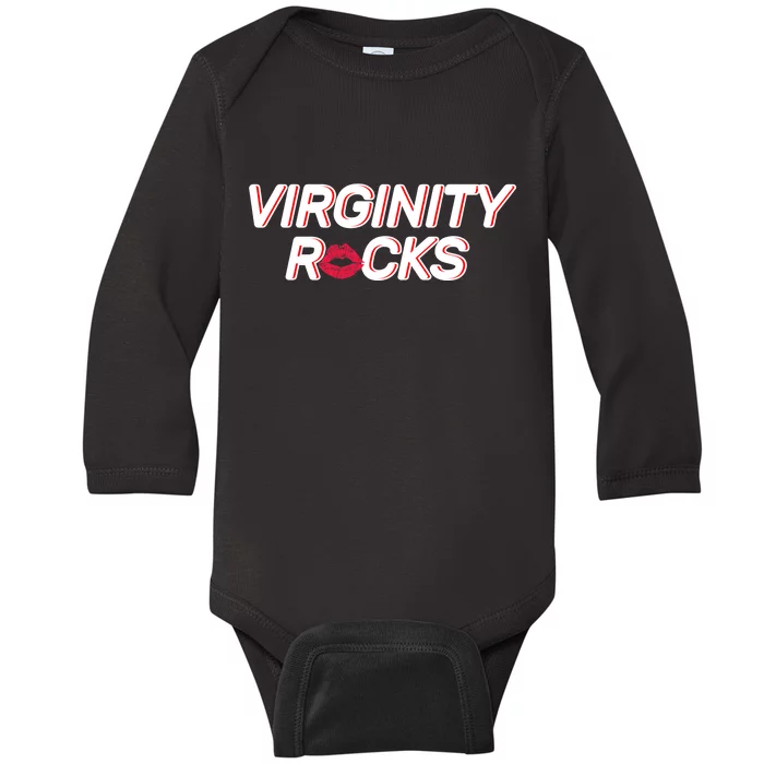 Virginity Rocks Kiss Lips Baby Long Sleeve Bodysuit