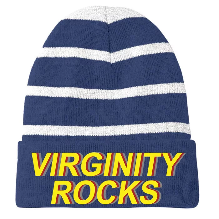 Virginity Rocks Retro Funny Striped Beanie with Solid Band