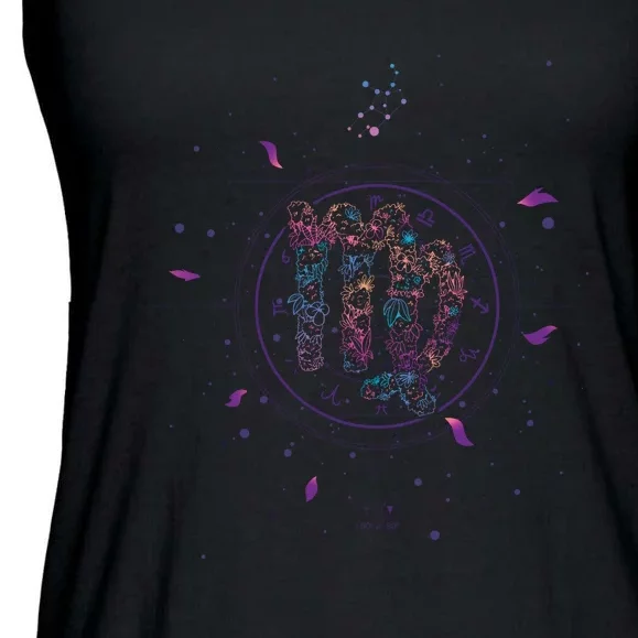 Virgo Floral Zodiac Ladies Essential Flowy Tank