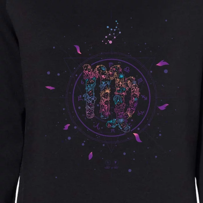 Virgo Floral Zodiac Womens California Wash Sweatshirt