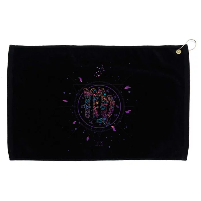 Virgo Floral Zodiac Grommeted Golf Towel