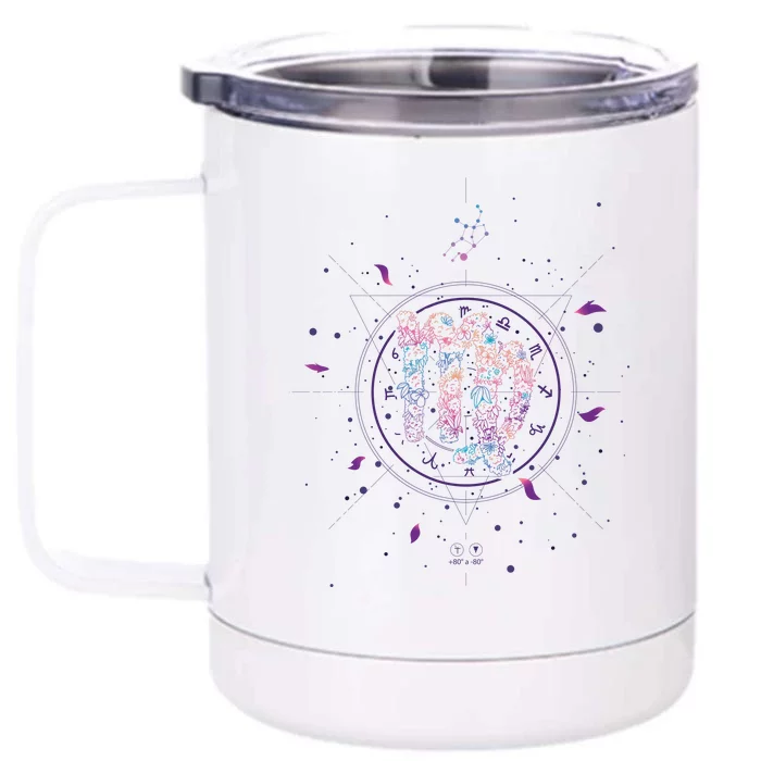 Virgo Floral Zodiac Front & Back 12oz Stainless Steel Tumbler Cup