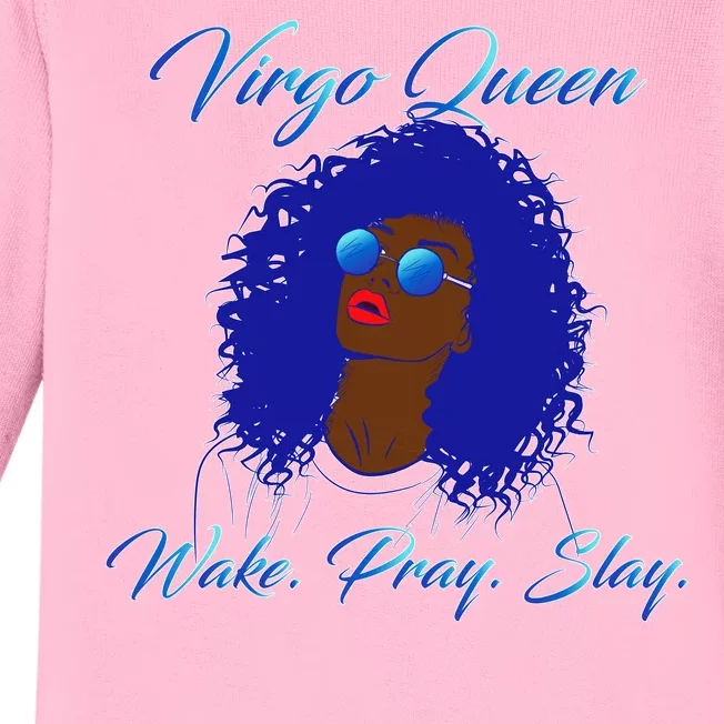 Virgo Queen Wake Pray Slay Baby Long Sleeve Bodysuit