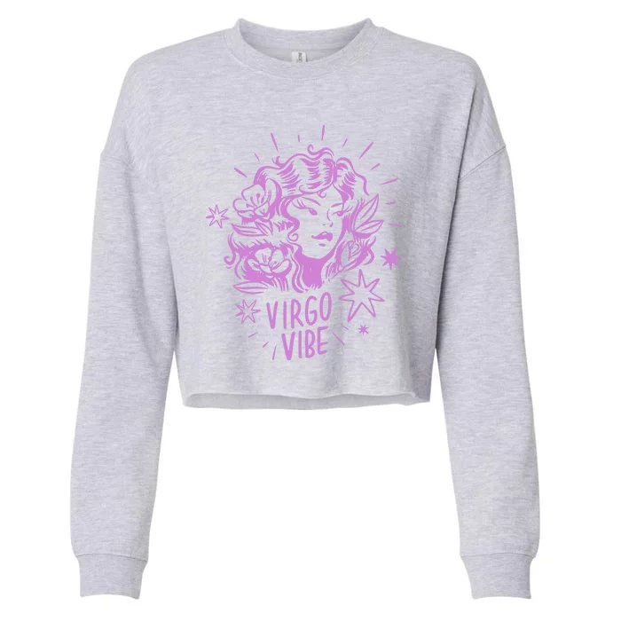 Virgo Vibe Zodiac Cropped Pullover Crew