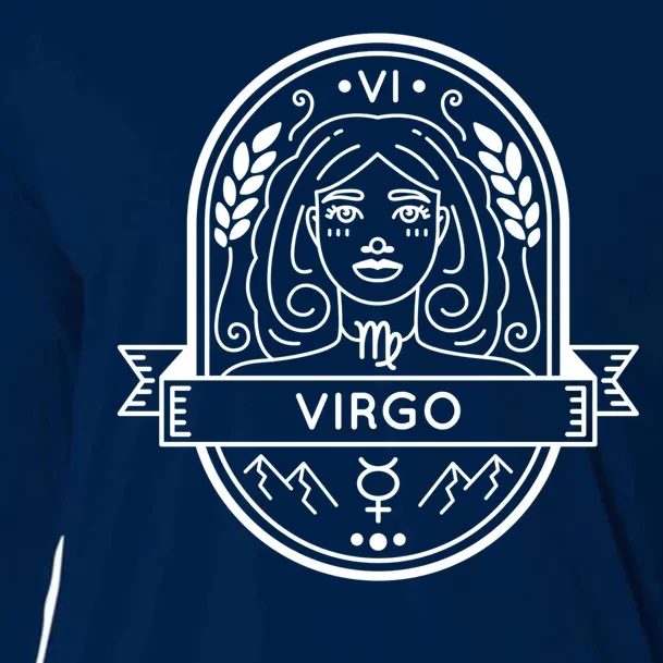 Virgo Zodiac Symbol Design Cooling Performance Long Sleeve Crew