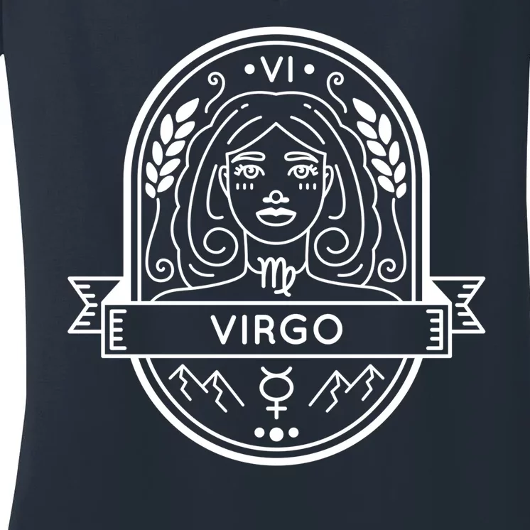 Virgo Zodiac Symbol Design Women's V-Neck T-Shirt