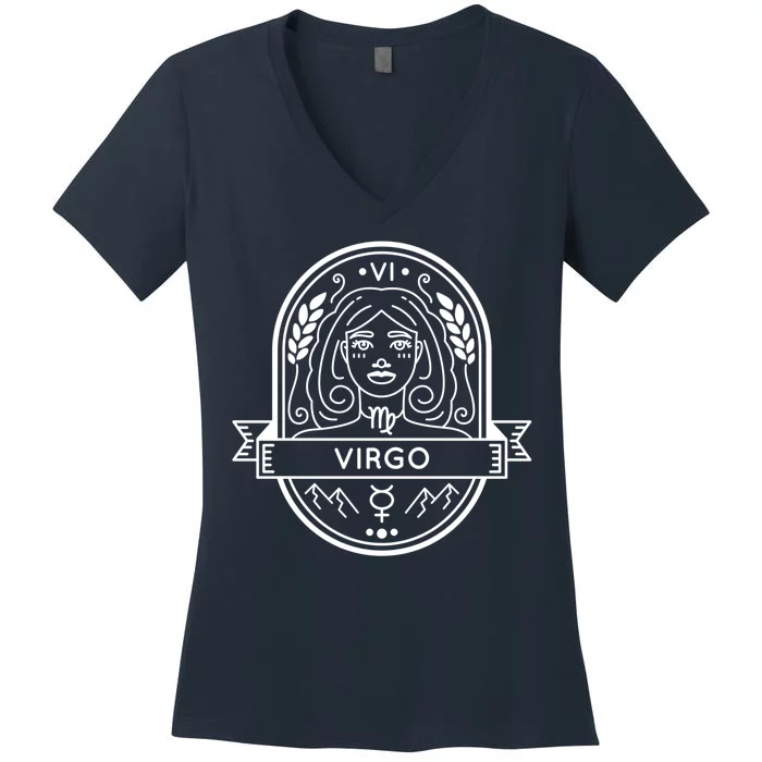 Virgo Zodiac Symbol Design Women's V-Neck T-Shirt