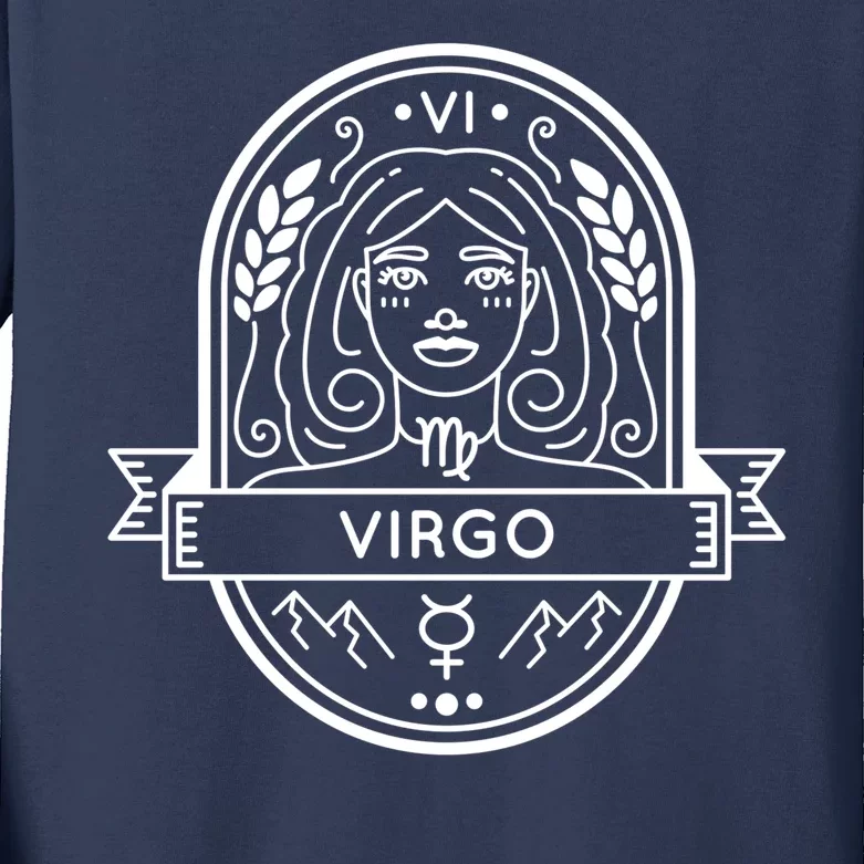 Virgo Zodiac Symbol Design Kids Long Sleeve Shirt