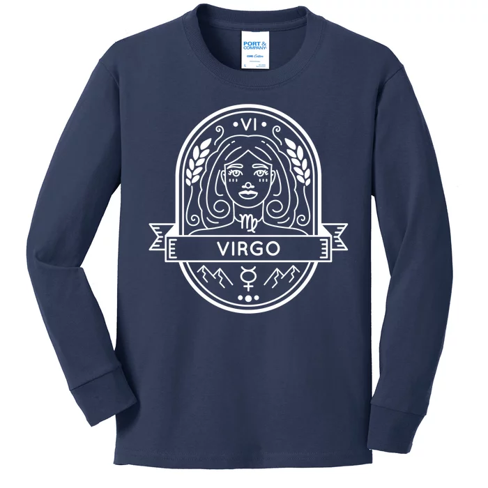 Virgo Zodiac Symbol Design Kids Long Sleeve Shirt