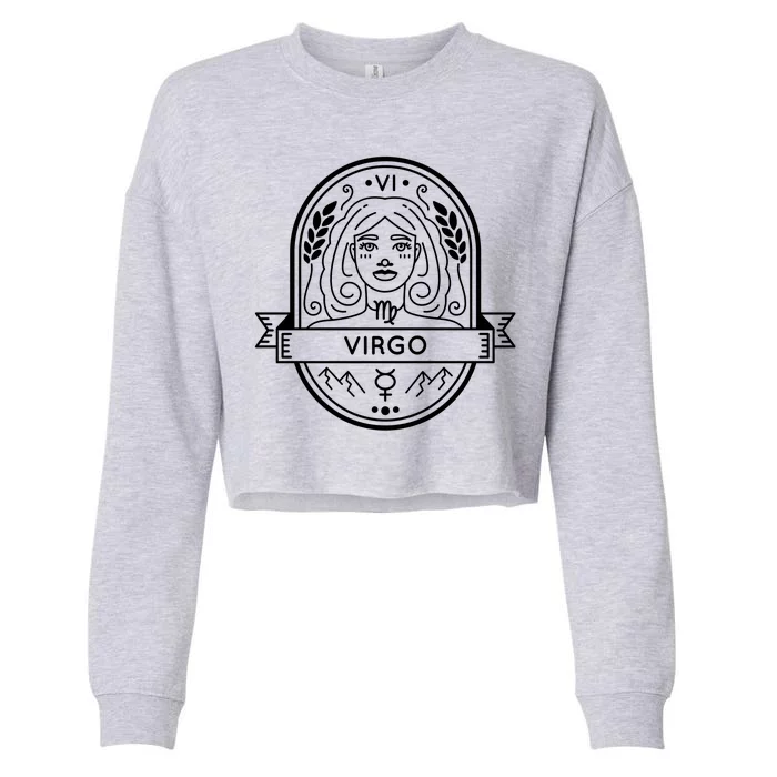 Virgo Zodiac Symbol Design Cropped Pullover Crew