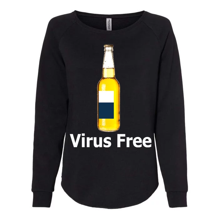 Virus Free Beer Bottle Womens California Wash Sweatshirt