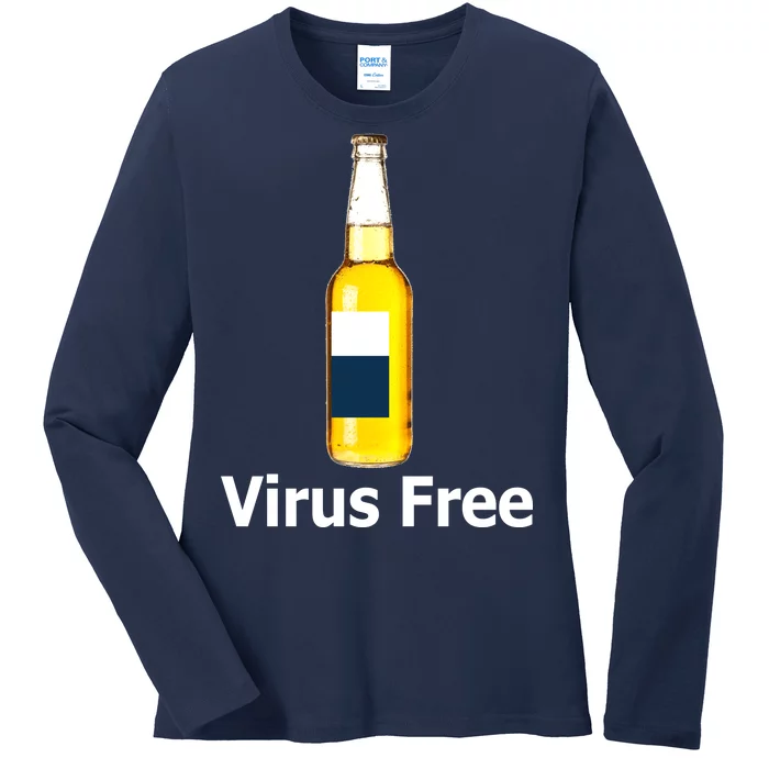 Virus Free Beer Bottle Ladies Long Sleeve Shirt