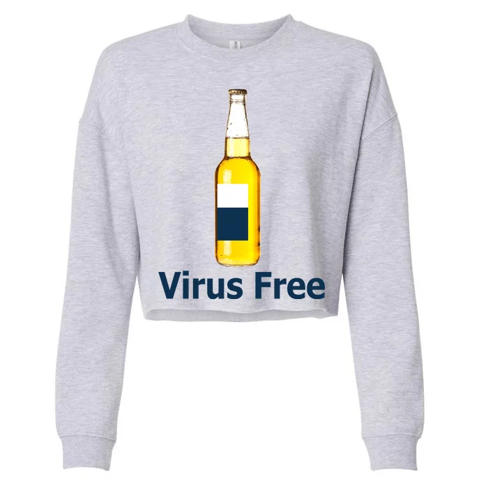 Virus Free Beer Bottle Cropped Pullover Crew