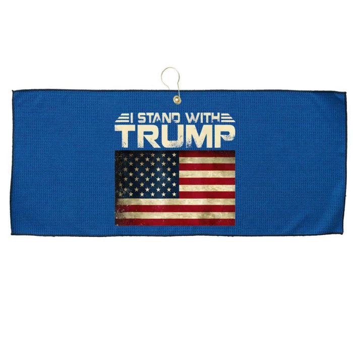 Vintage I Stand With Trump Large Microfiber Waffle Golf Towel