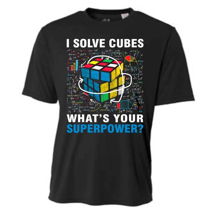 Vintage I Solve Cubes Superpower Funny Speed Cubing Cooling Performance Crew T-Shirt