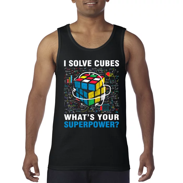 Vintage I Solve Cubes Superpower Funny Speed Cubing Tank Top