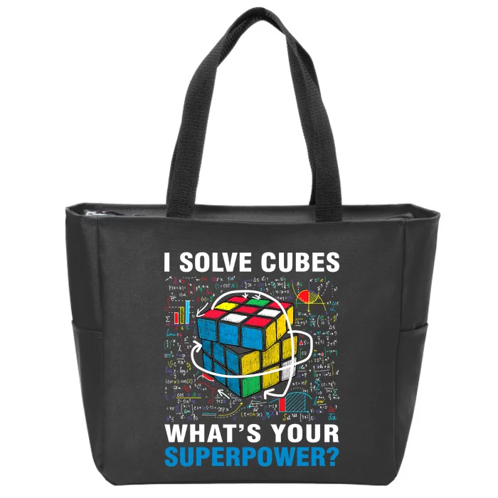 Vintage I Solve Cubes Superpower Funny Speed Cubing Zip Tote Bag