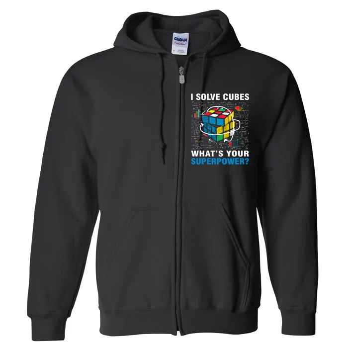 Vintage I Solve Cubes Superpower Funny Speed Cubing Full Zip Hoodie