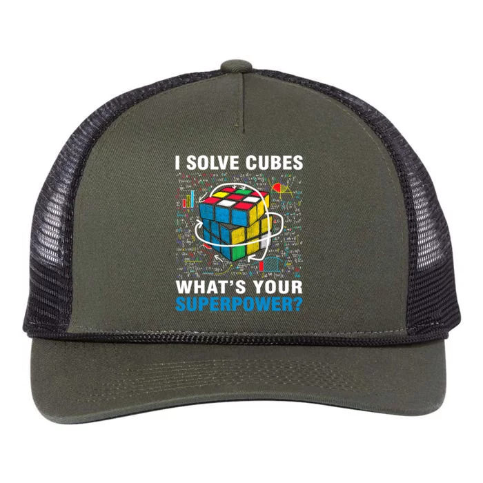 Vintage I Solve Cubes Superpower Funny Speed Cubing Retro Rope Trucker Hat Cap