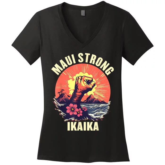 Vintage Ikaika Strong Maui Hawaii Island I Love Hawaii Women's V-Neck T-Shirt