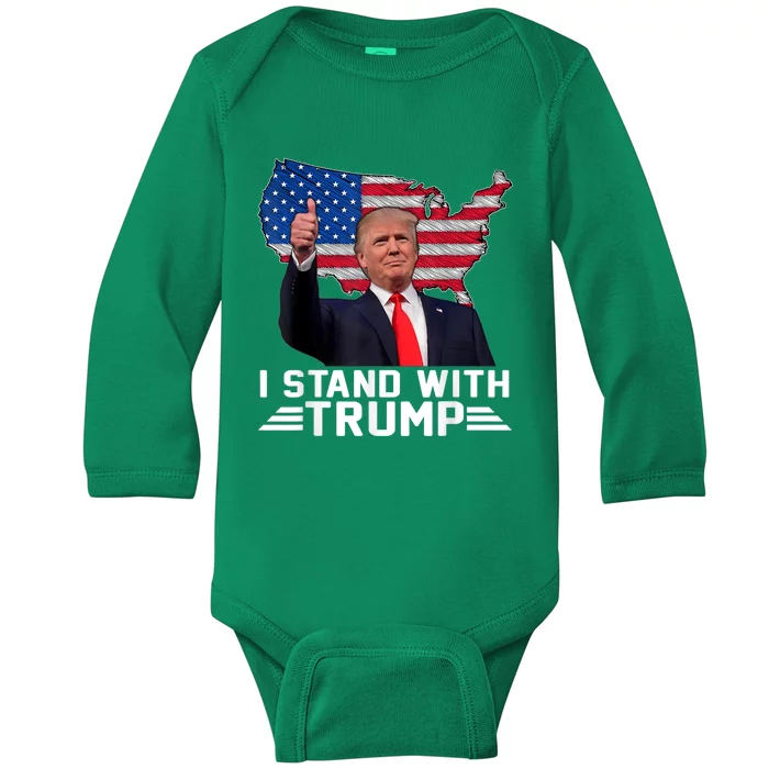 Vintage I Stand With Trump Pro Trump Baby Long Sleeve Bodysuit