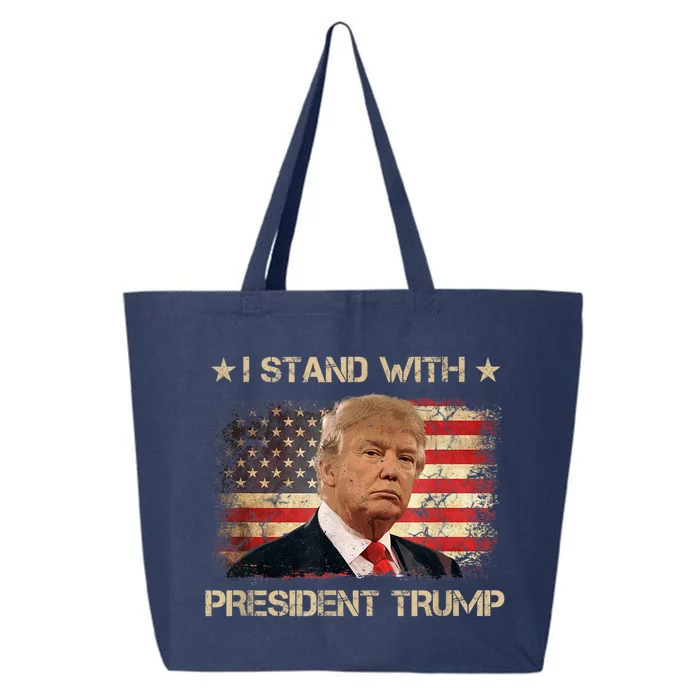 Vintage I Stand President Trump USA Flag Trump Supporters 25L Jumbo Tote