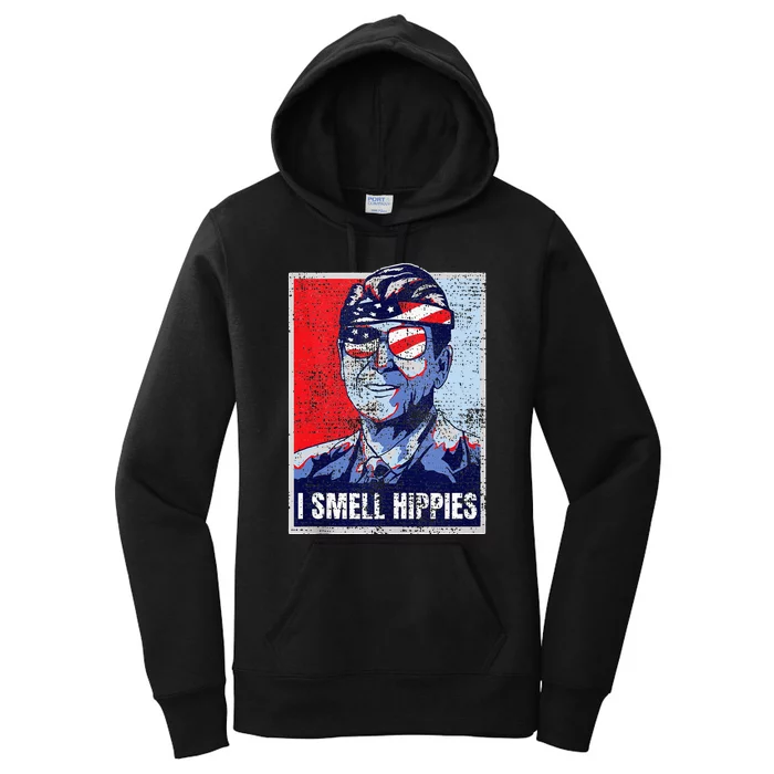 Vintage I Smell Hippies 4th Of July Merica Women's Pullover Hoodie