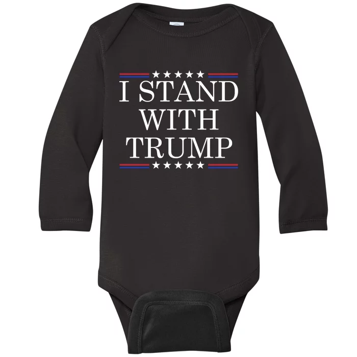 Vintage I Stand With Trump Pro Trump Supporter Baby Long Sleeve Bodysuit