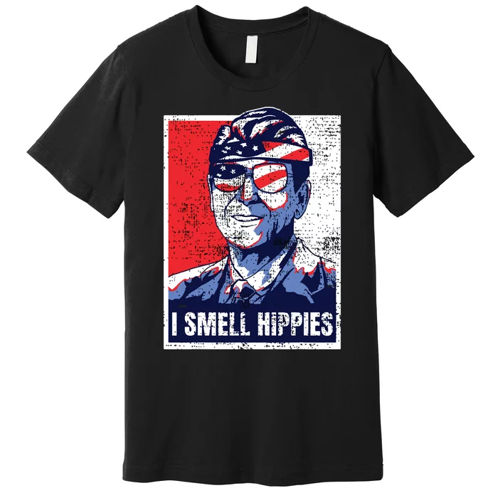 Vintage I Smell Hippies 4th Of July Merica Premium T-Shirt