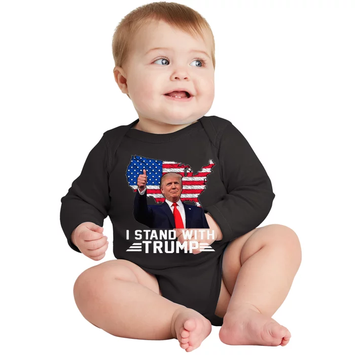 Vintage I Stand With Trump Pro Trump Supporter Baby Long Sleeve Bodysuit