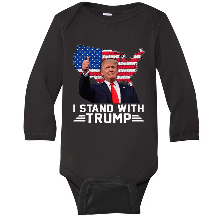 Vintage I Stand With Trump Pro Trump Supporter Baby Long Sleeve Bodysuit