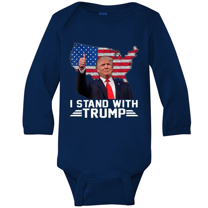 Vintage I Stand With Trump Pro Trump Supporter Baby Long Sleeve Bodysuit