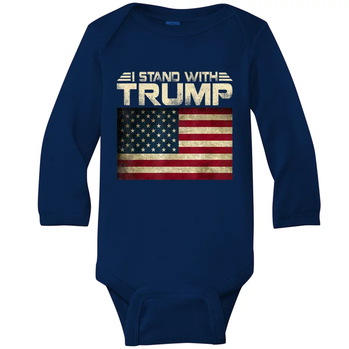 Vintage I Stand With Trump Pro Trump Supporter Baby Long Sleeve Bodysuit