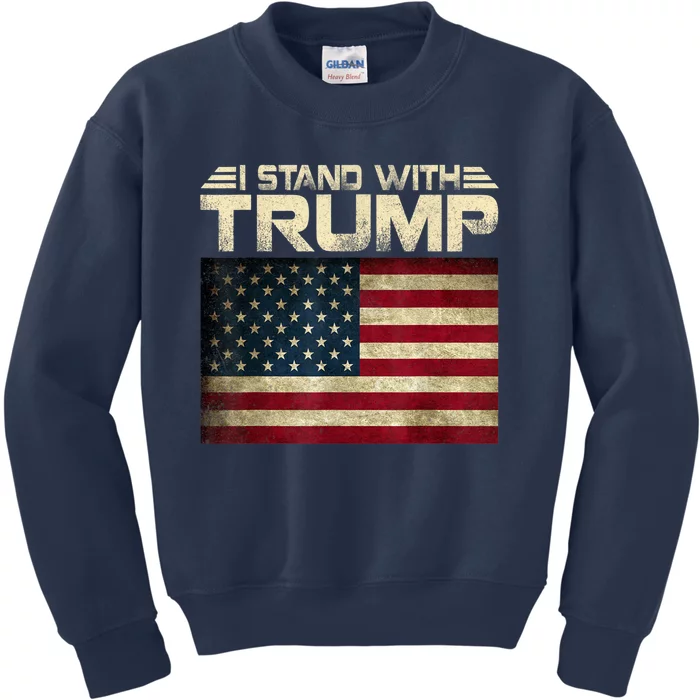 Vintage I Stand With Trump Pro Trump Supporter Kids Sweatshirt