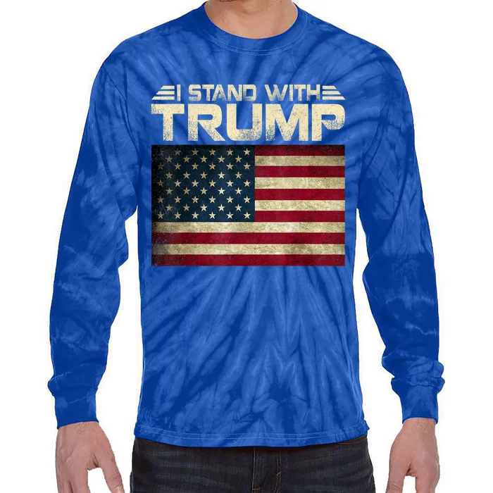 Vintage I Stand With Trump Pro Trump Tie-Dye Long Sleeve Shirt