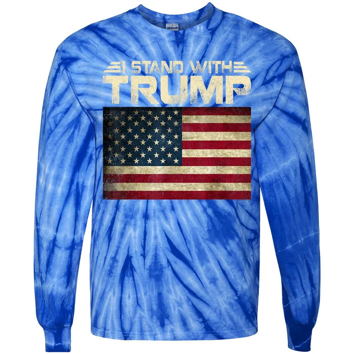 Vintage I Stand With Trump Pro Trump Tie-Dye Long Sleeve Shirt