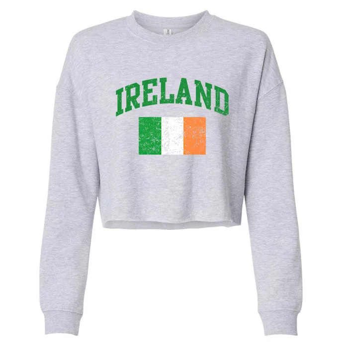 Vintage Ireland St Patricks Day Irish Flag Gift Cropped Pullover Crew