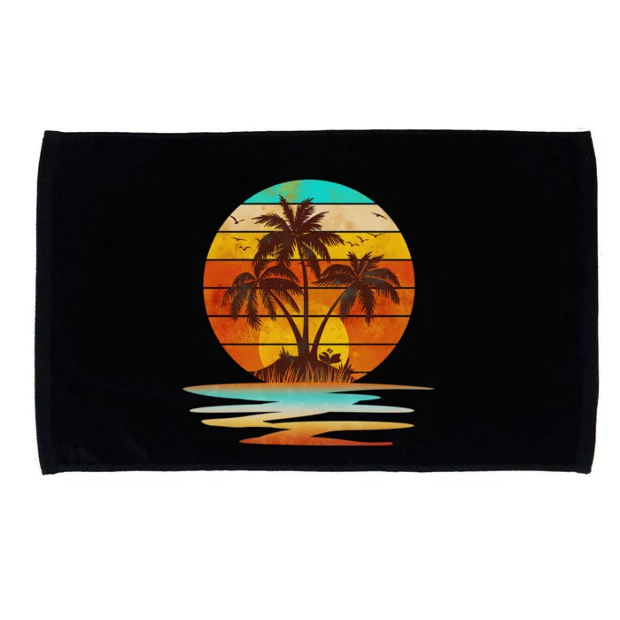 Vintage Island Sunset Emblem Microfiber Hand Towel