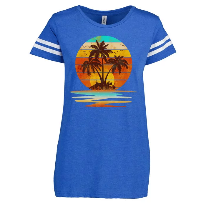 Vintage Island Sunset Emblem Enza Ladies Jersey Football T-Shirt