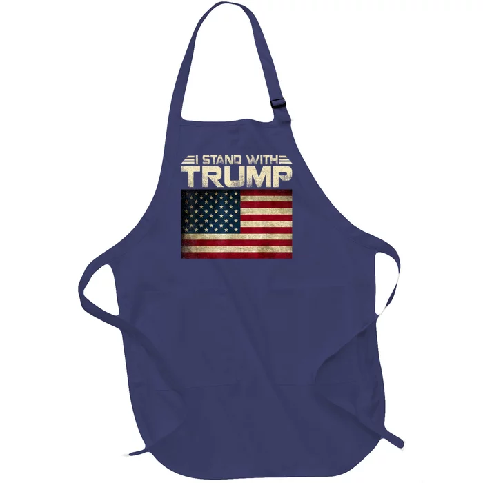 Vintage I Stand With Trump Pro Trump Supporter Full-Length Apron With Pocket