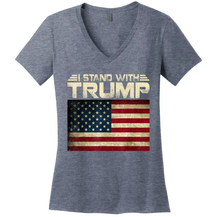 Vintage I Stand With Trump Pro Trump Supporter Women's V-Neck T-Shirt