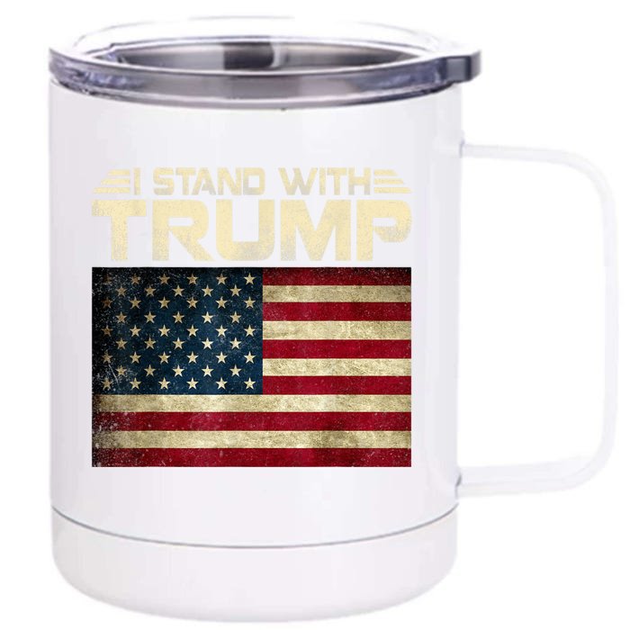 Vintage I Stand With Trump Pro Trump Supporter Front & Back 12oz Stainless Steel Tumbler Cup