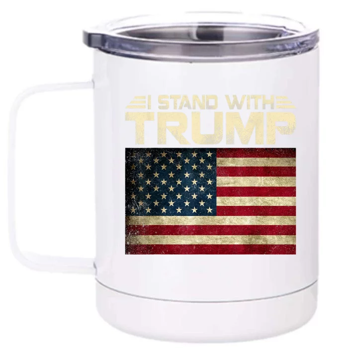 Vintage I Stand With Trump Pro Trump Supporter Front & Back 12oz Stainless Steel Tumbler Cup