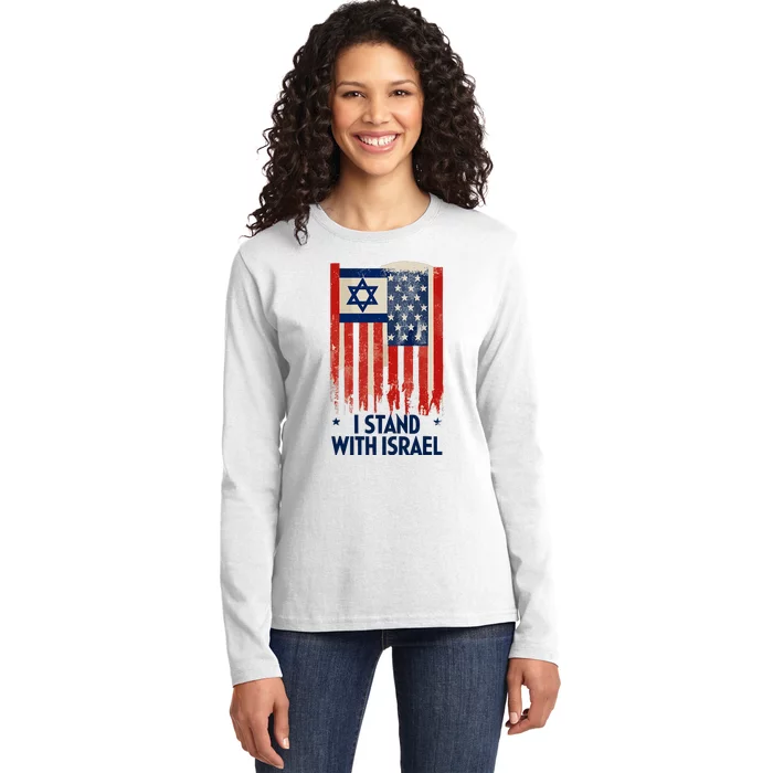 Vintage I Strand With Israel Support Israel Strong Ladies Long Sleeve Shirt