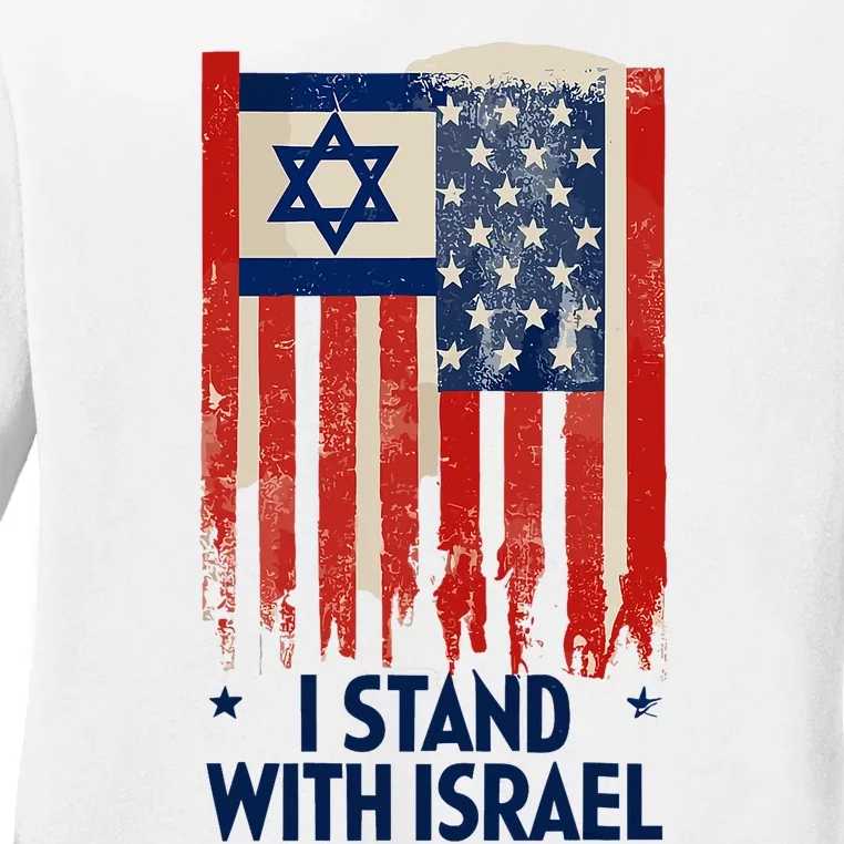 Vintage I Strand With Israel Support Israel Strong Ladies Long Sleeve Shirt