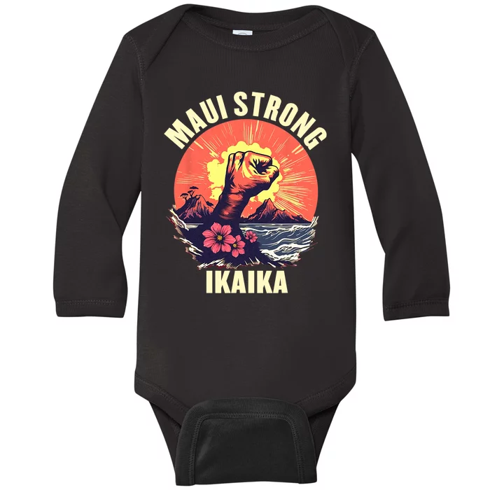 Vintage Ikaika Strong Maui Hawaii Island I Love Hawaii Baby Long Sleeve Bodysuit