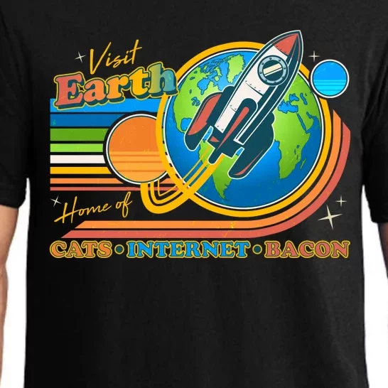 Visit Earth Home Of Cats Internet Bacon Pajama Set